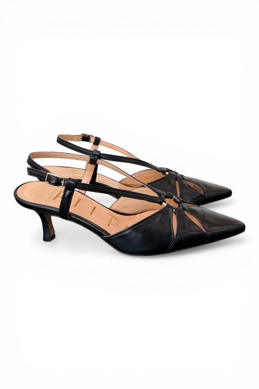 Slingback pelle nera T50  Matteo Pitti 