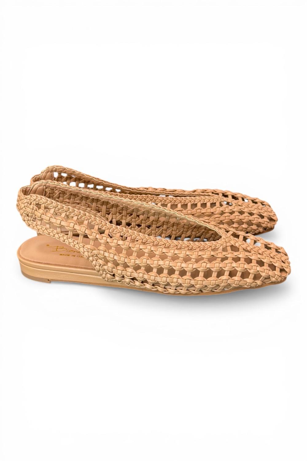 Slingback intrecciata camel Bianca Di 