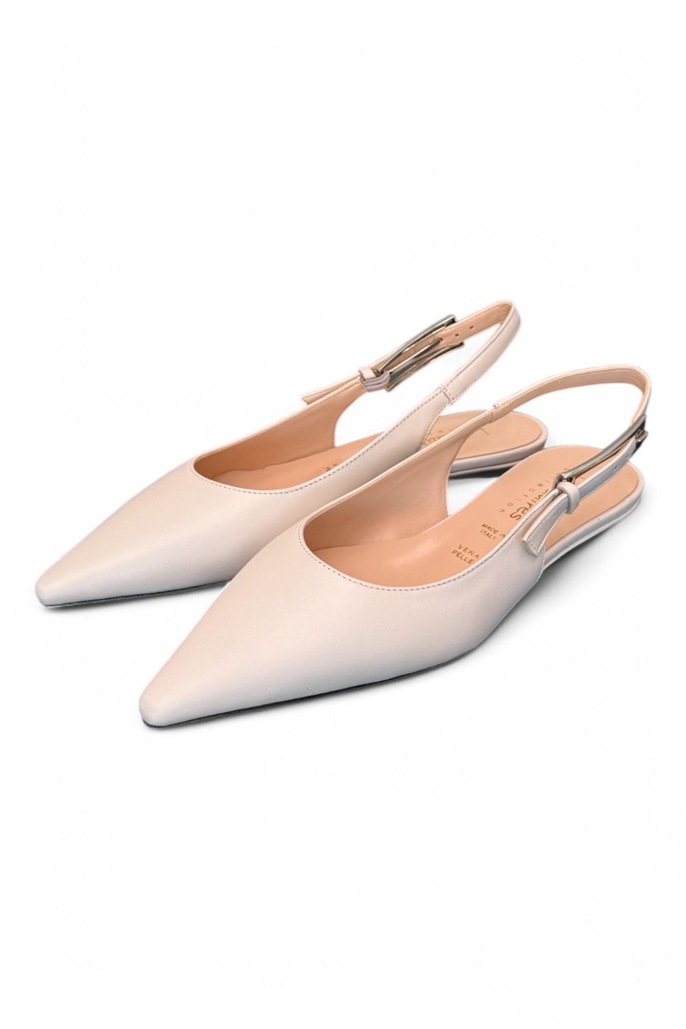 Slingback pelle ghiaccio flat Les Autres<BR/> 