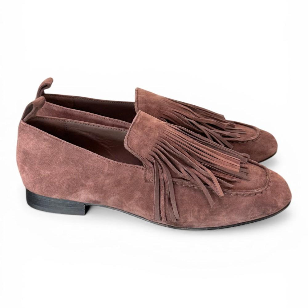 Mocassino frange camoscio testa di moro JVAM<BR/> 
