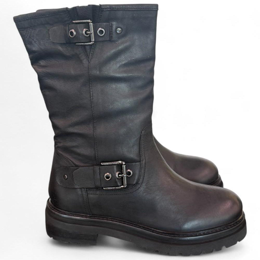 Stivale biker 3/4 nabuk nero Janet<BR/> 