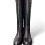 Stivale cavallerizzo tubo pelle nera Anima <BR/> 