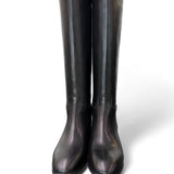 Stivale cavallerizzo tubo pelle nera Anima <BR/> 