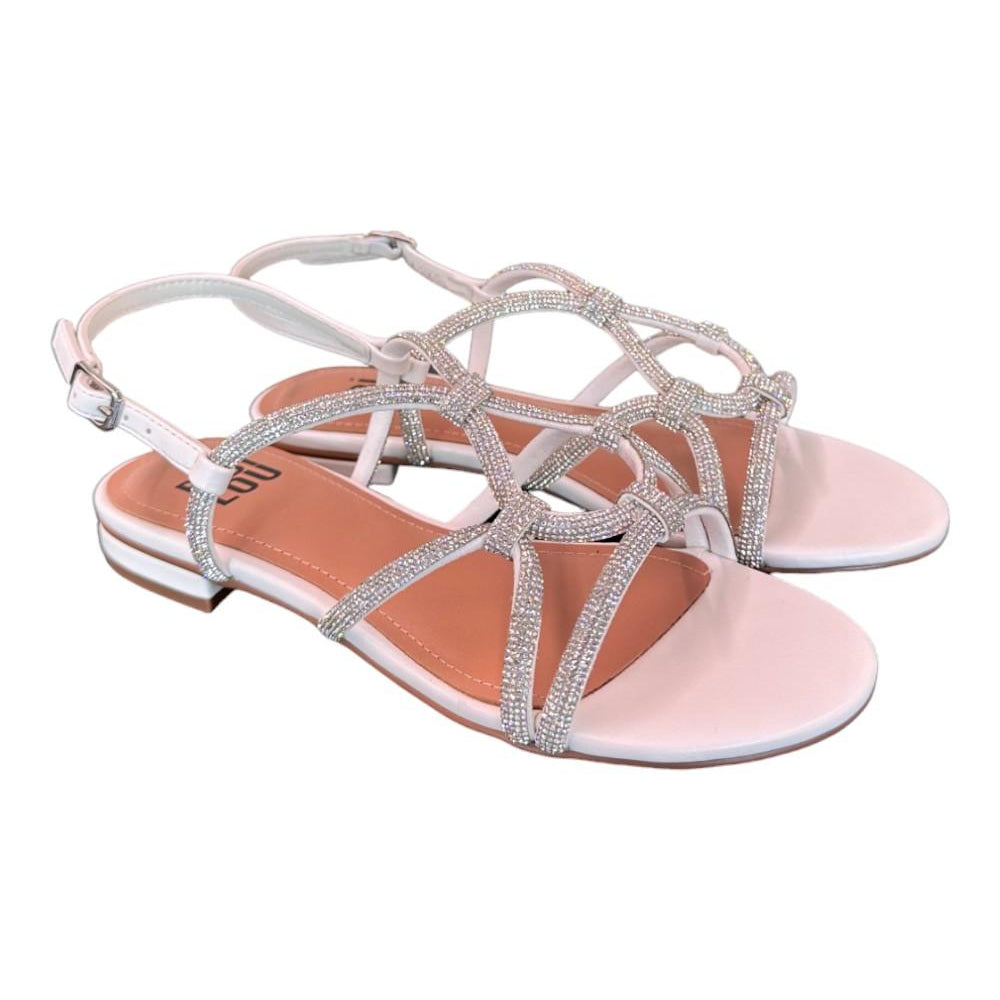 Sandalo incroci strass bianco argento Bibi Lou<BR/> 