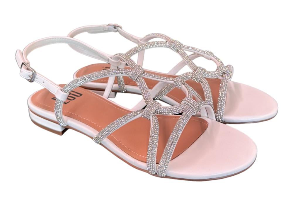 Sandalo incroci strass bianco argento Bibi Lou<BR/> 