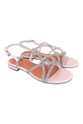 Sandalo incroci strass bianco argento Bibi Lou