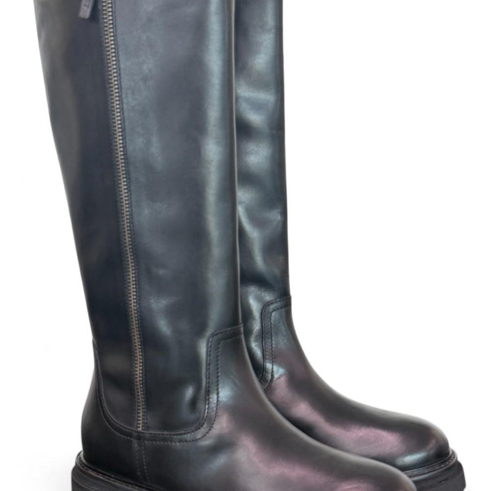 Stivale biker pelle nera Janet 