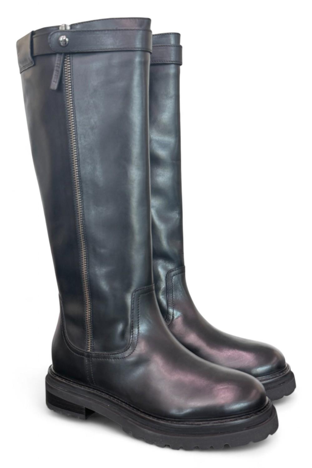 Stivale biker pelle nera Janet 