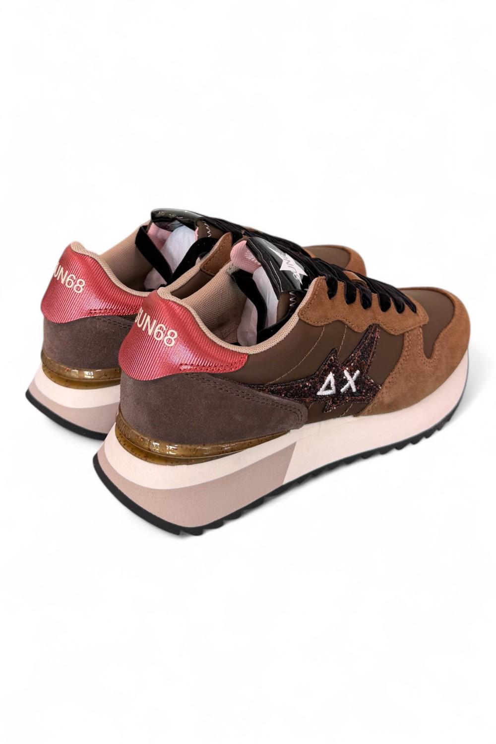 Sneaker donna Sun68 Stargirl glitter logo marrone 