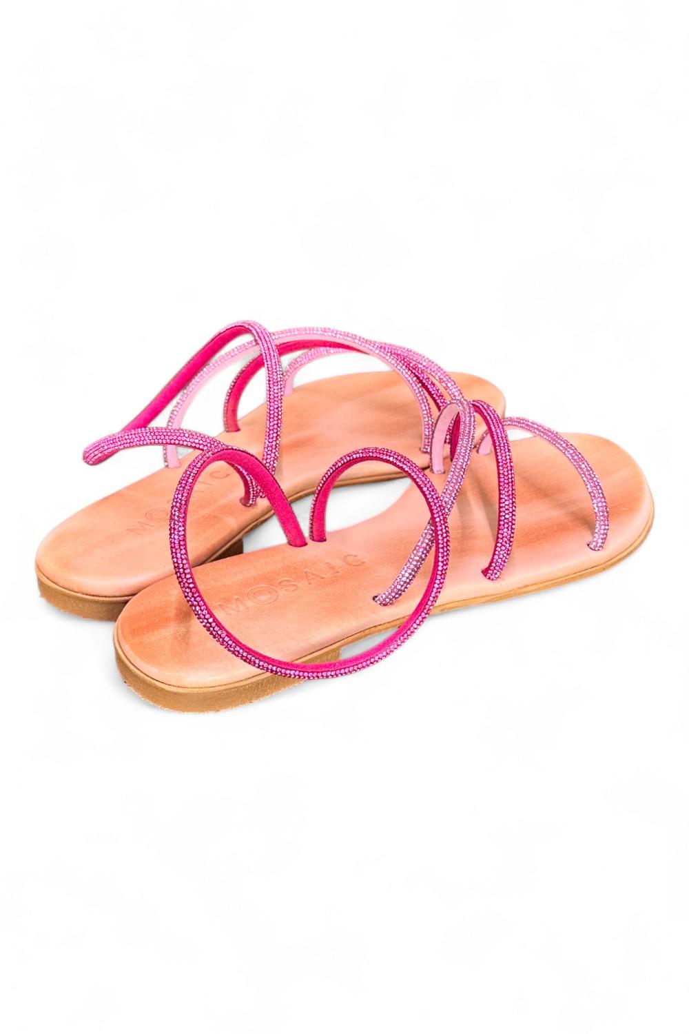 Sandalo mignon strass fuxia e rosa Mosaic 