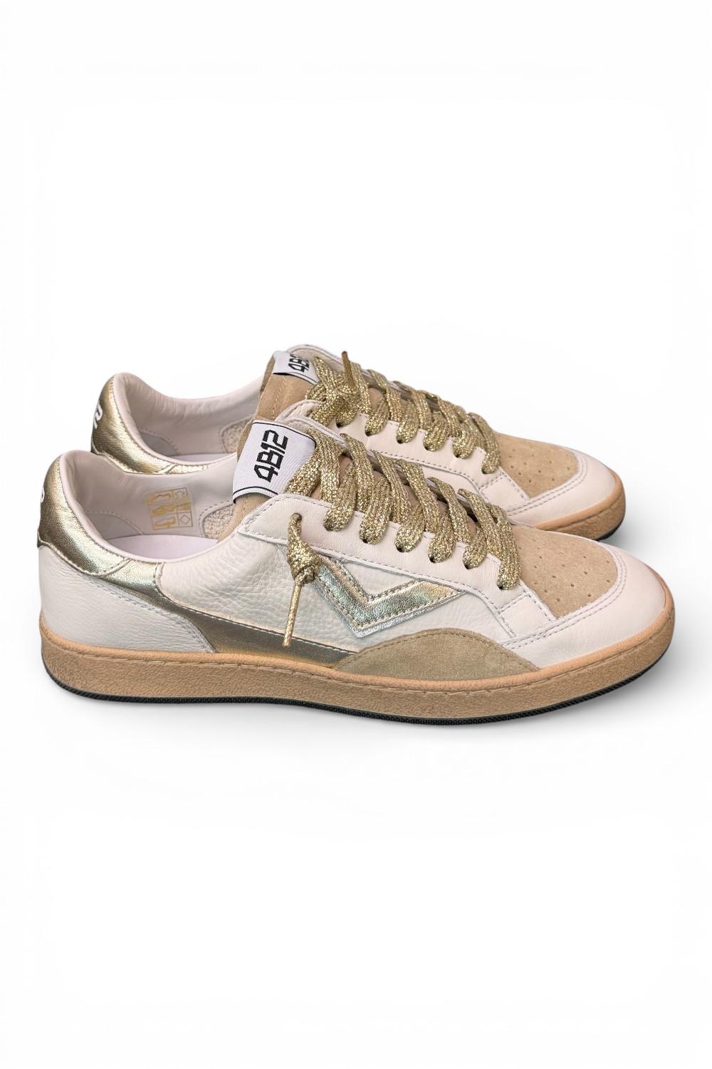 Sneaker donna 4B12 Play New D2003 bianca beige oro 