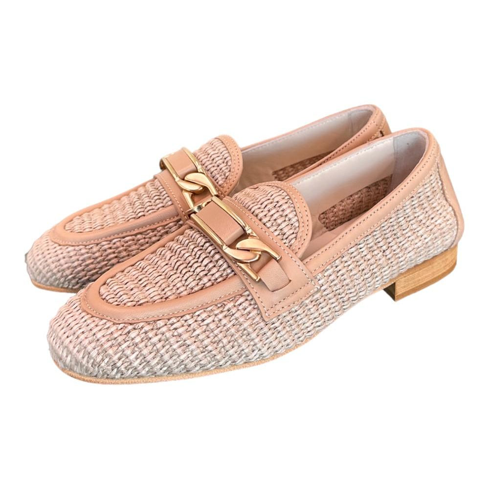 Mocassino pelle e rafia nude Les Tulipes 