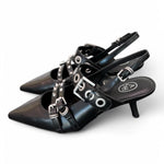Slingback Ash Babel fibbie pelle nera 