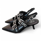 Slingback Ash Babel fibbie pelle nera 