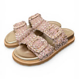 Ciabatta fasce pelle intrecciata oro/rosa  Coral Bluw 