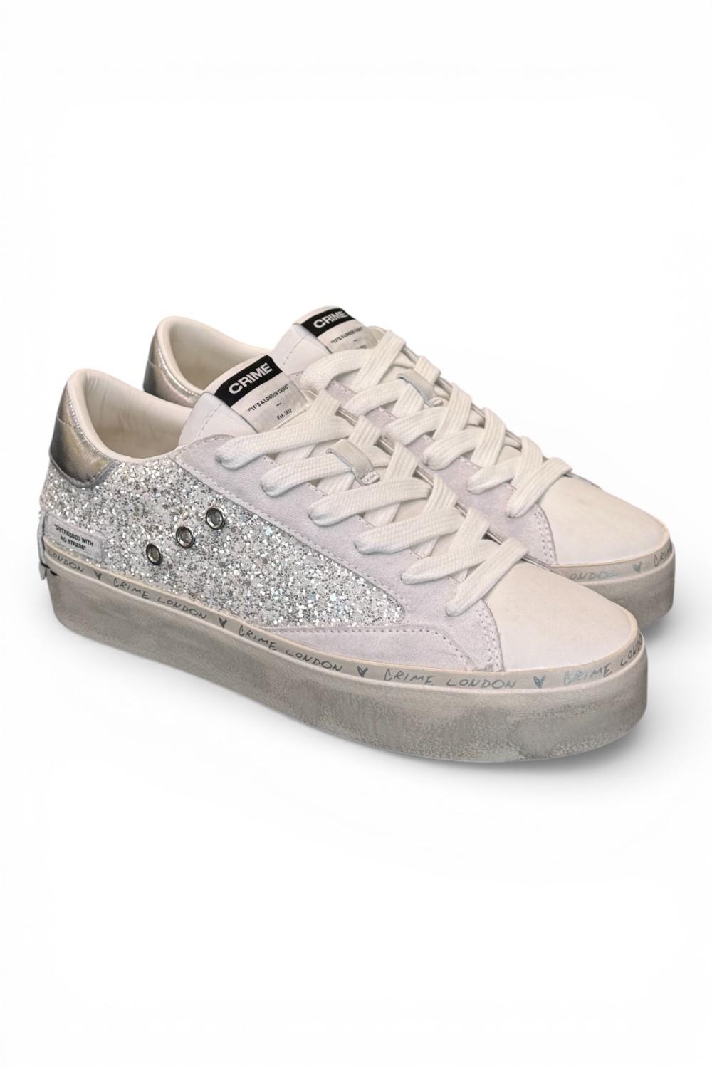 Sneaker bianca argento platform Crime London 