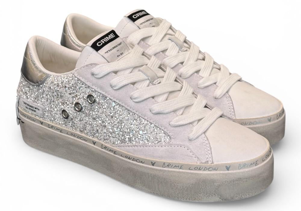 Sneaker bianca argento platform Crime London 