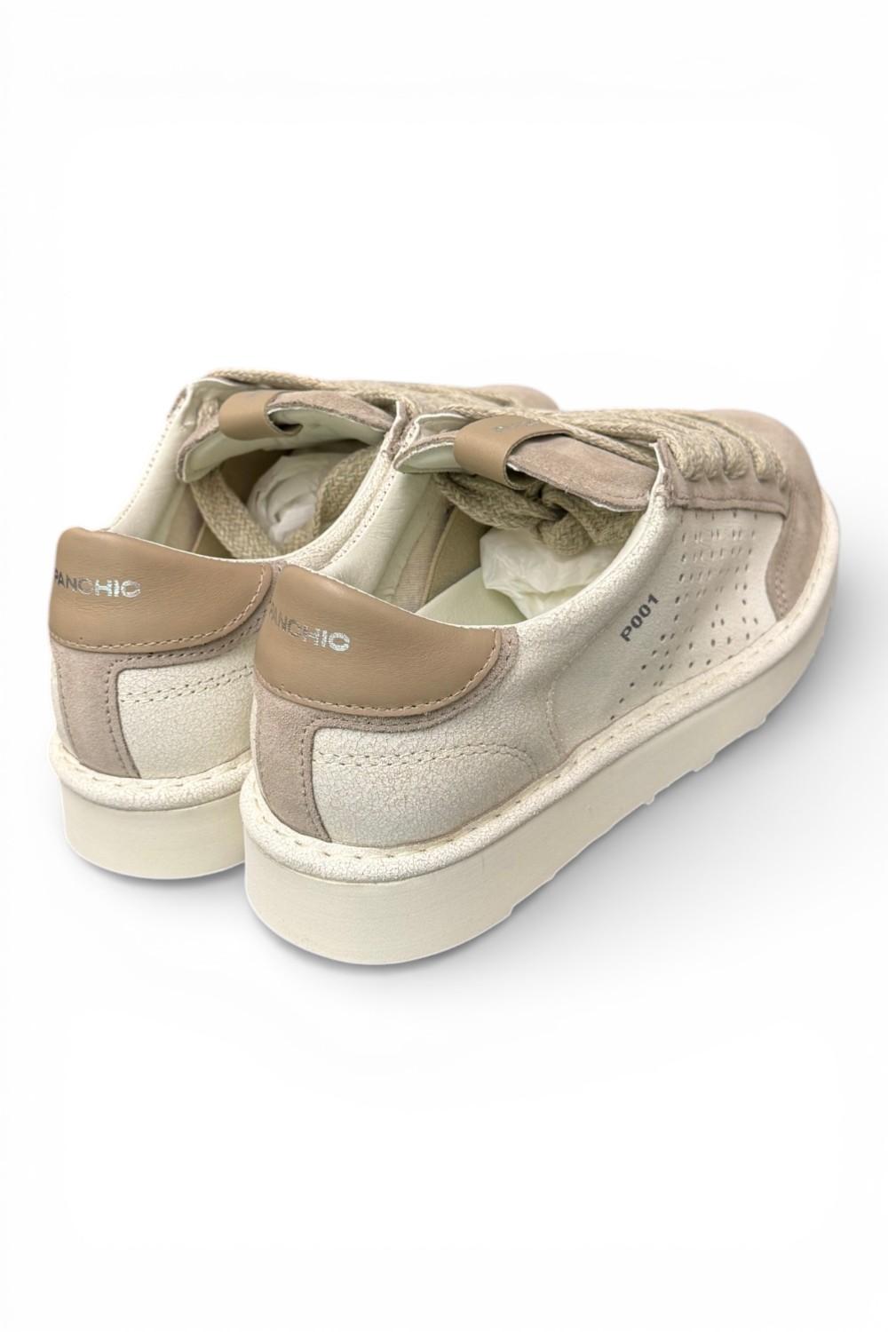 Allacciato uomo Panchic P01 pelle e camoscio bianco beige 
