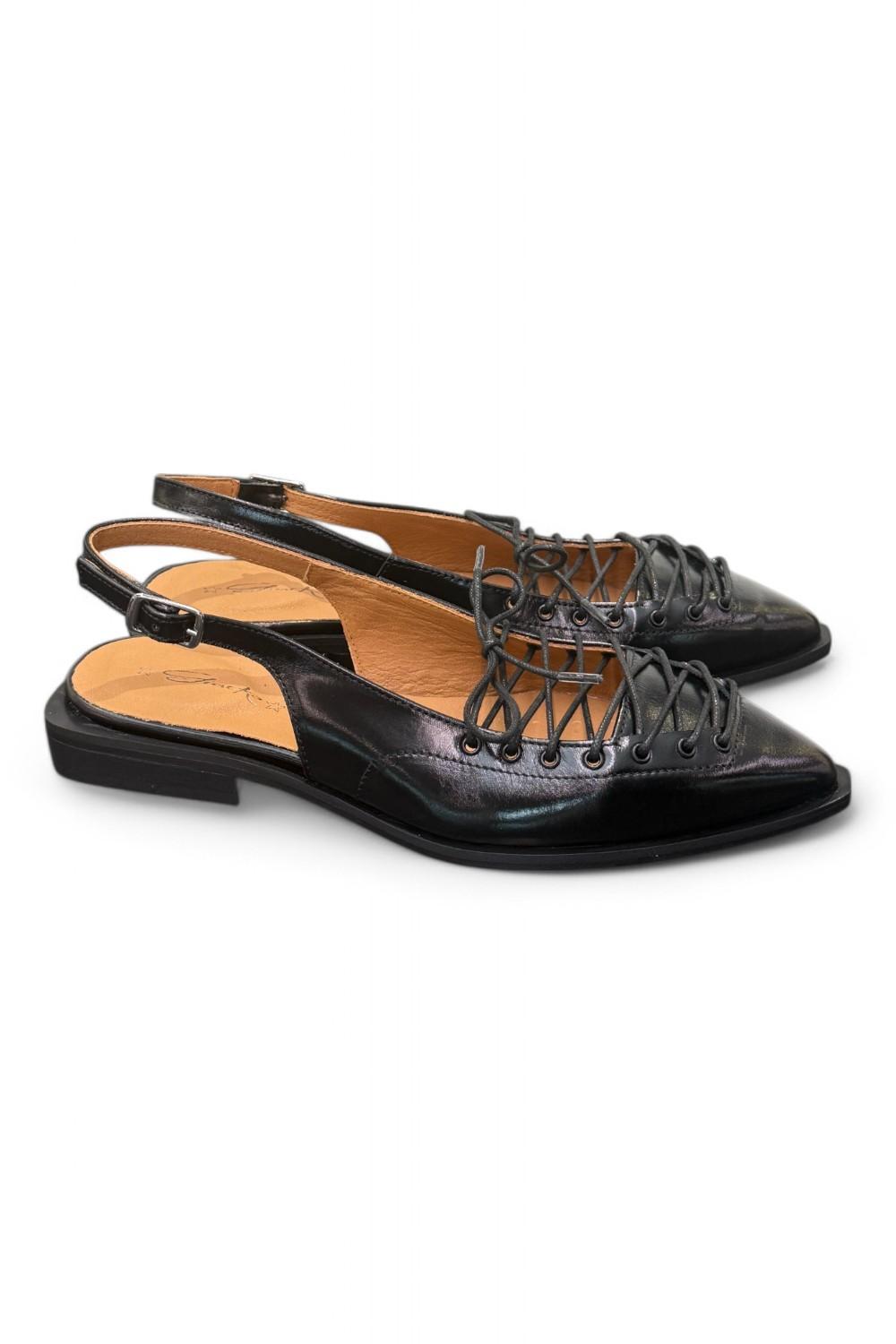 Slingback laccio pelle nera Giacko 
