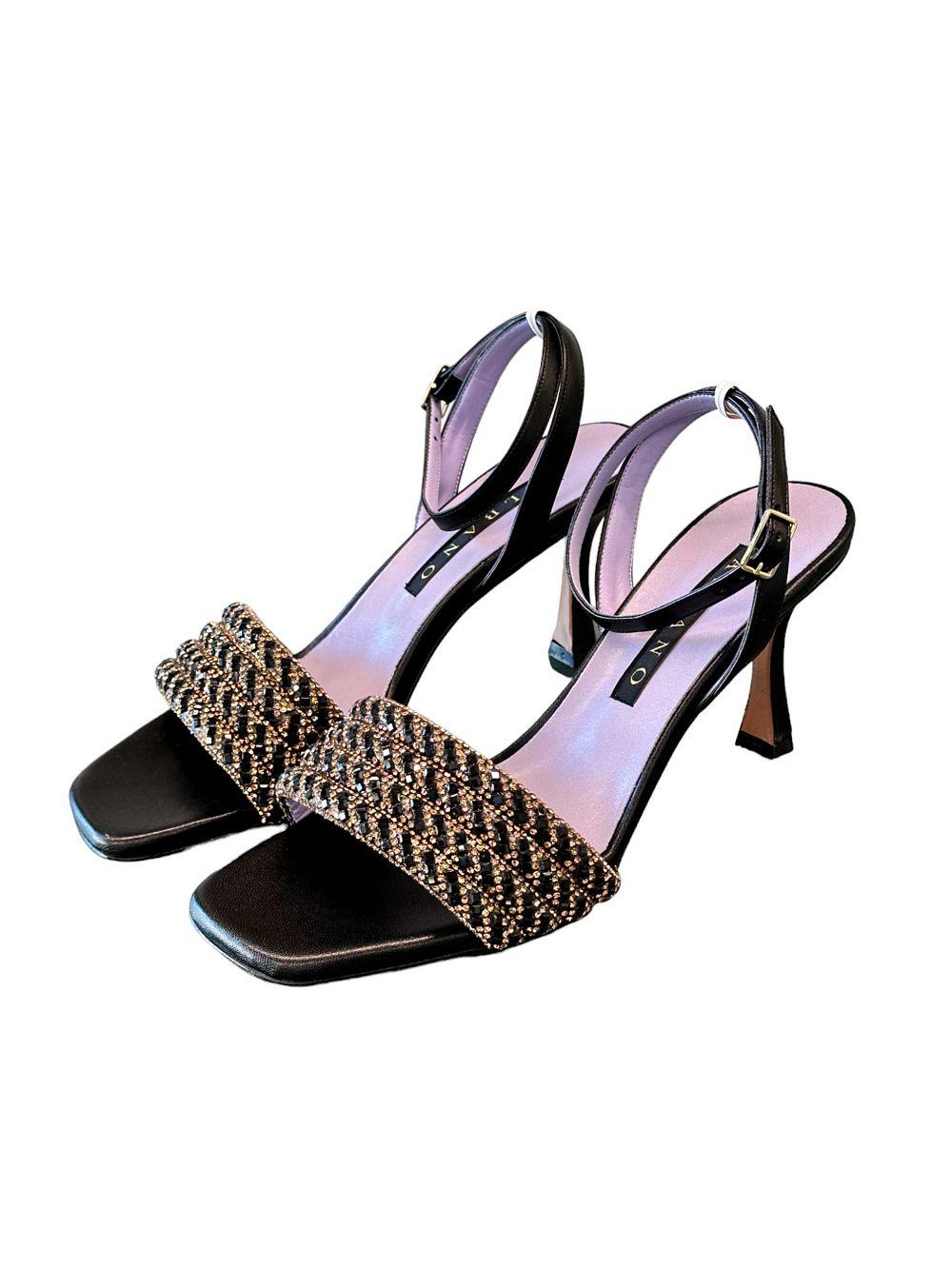 Sandalo fascia strass nero Albano 