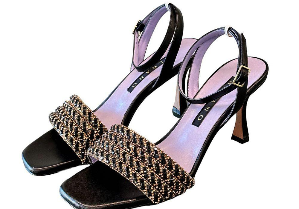 Sandalo fascia strass nero Albano 