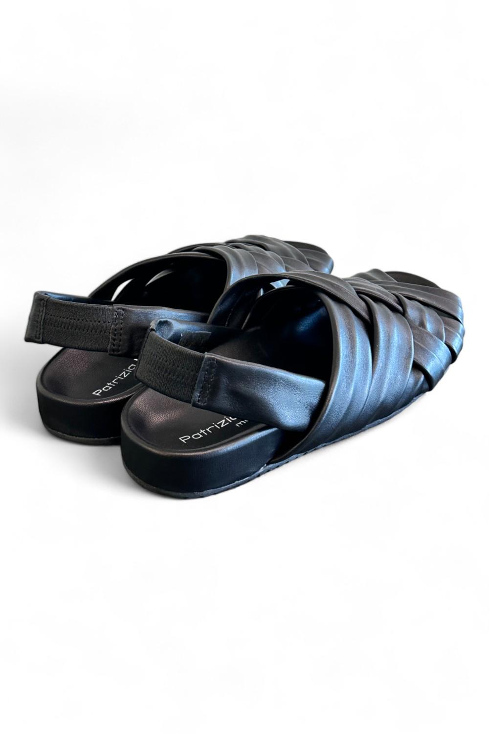 Sandalo flat intrecci nero Patrizia Bonfanti 