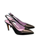Decolleté Slingback pelle nera tacco 80 Albano