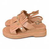 Sandalo pelle grano frangia Bruno Premi<BR/> 