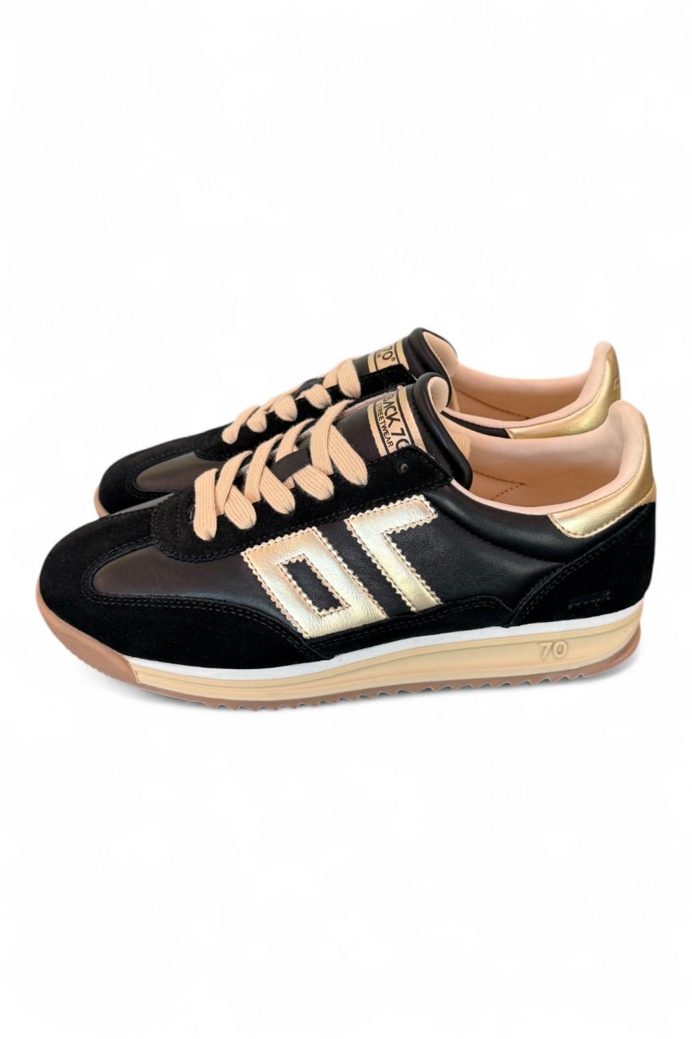 Sneaker donna Back70 Jogger nappa black gold 