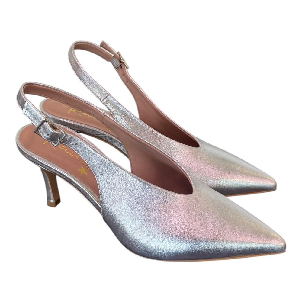Slingback pelle argento Ranye T70<BR/> 