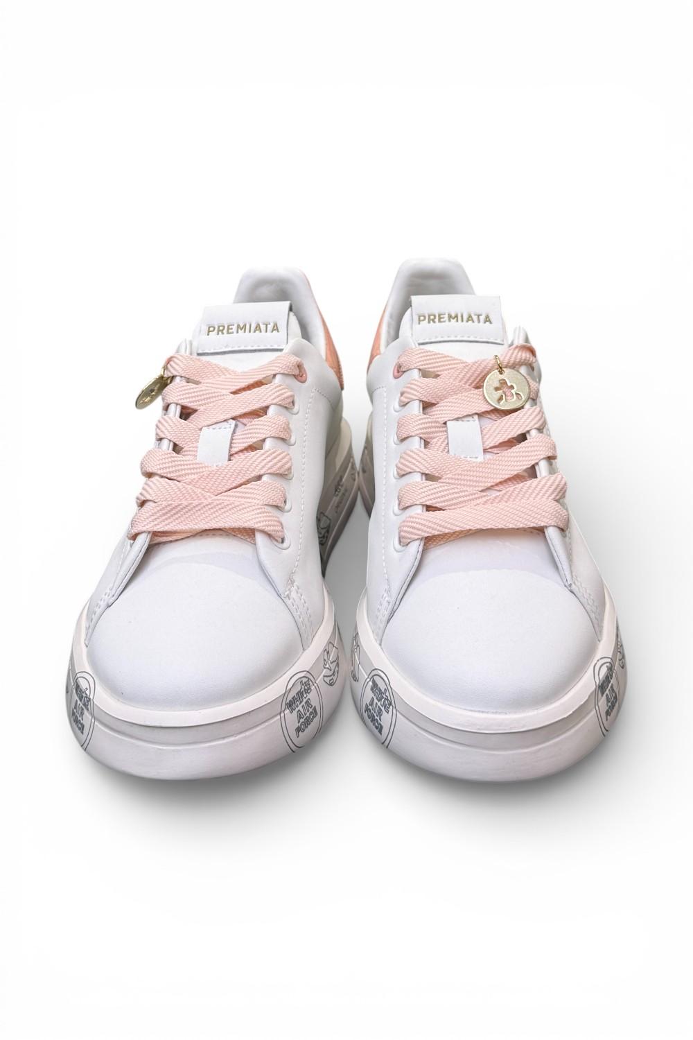 Sneaker donna Belle 8159 Premiata bianca rosa 