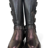 Stivale biker 3/4 fibbie pelle nera Angelica 