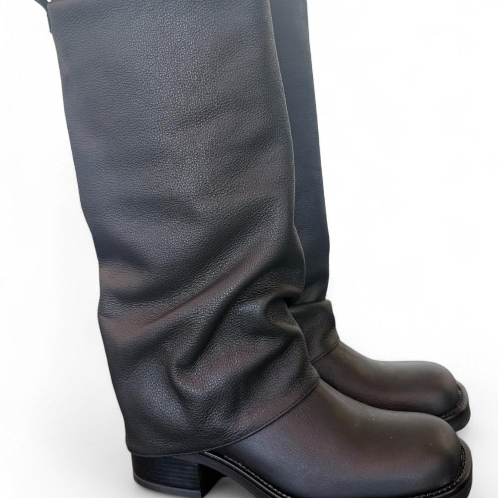 Stivale biker ghetta pelle nera Ranye <BR/> 