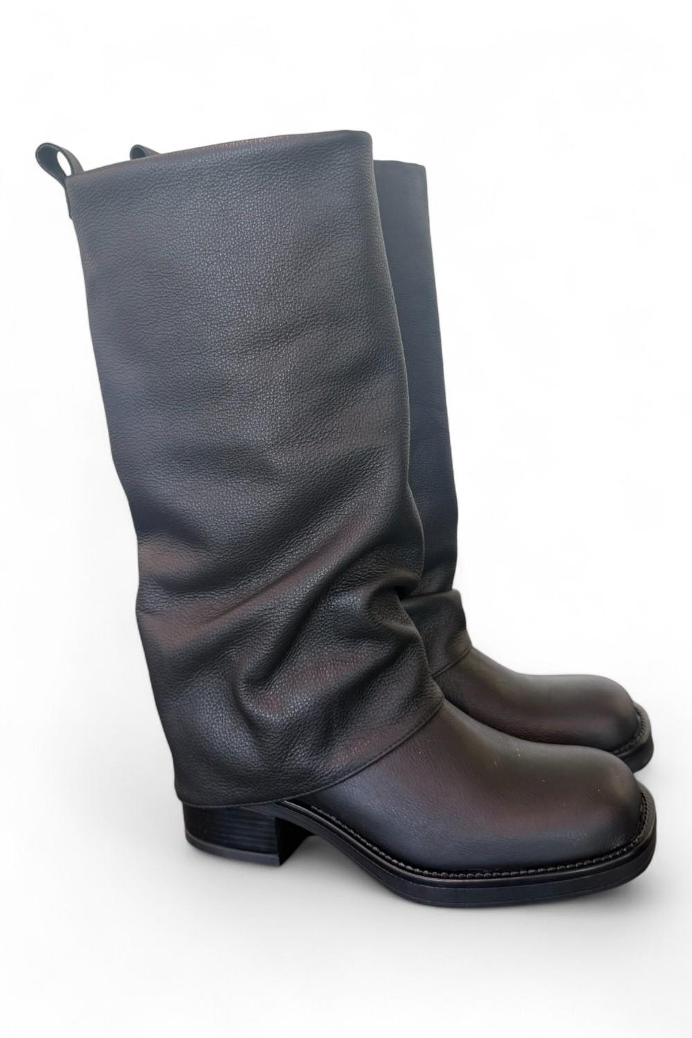 Stivale biker ghetta pelle nera Ranye <BR/> 