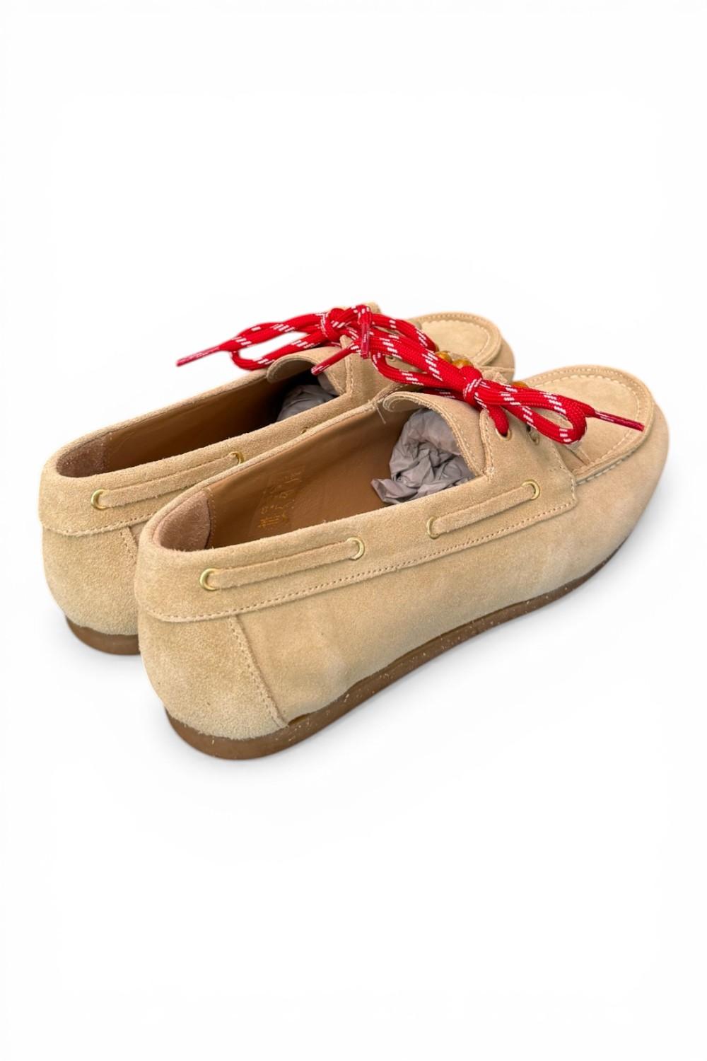 Scarpa barca suede beige Antica Bottega<BR/> 