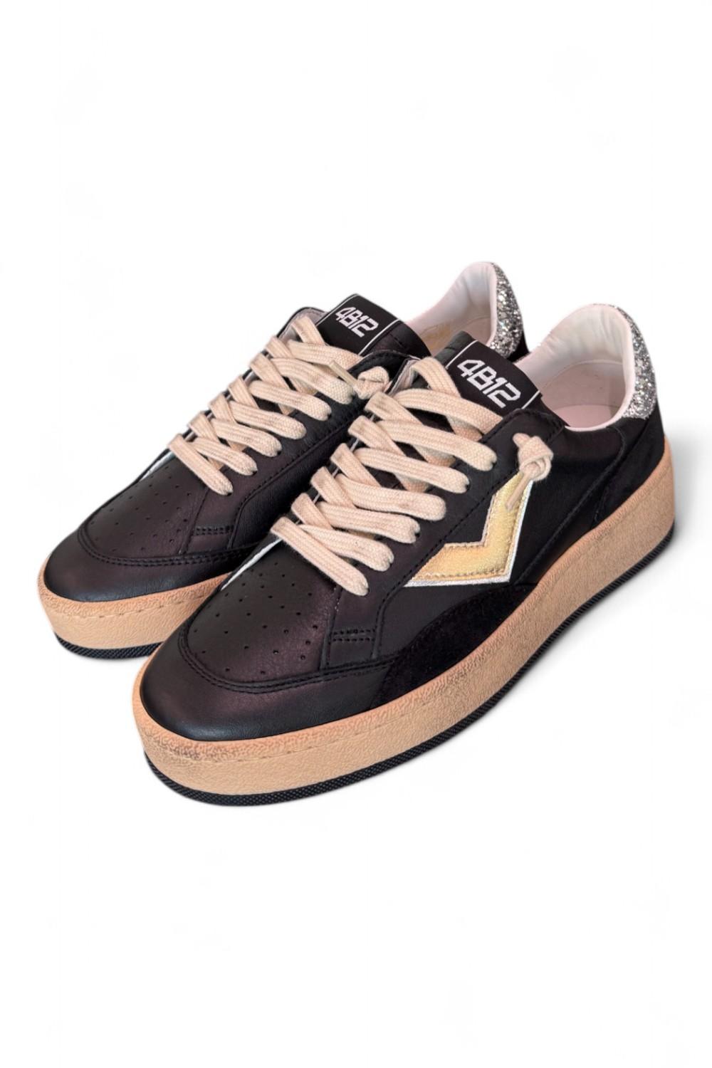 Sneaker donna Play nero oro 4B12 