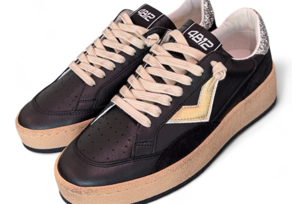 Sneaker donna Play nero oro 4B12 