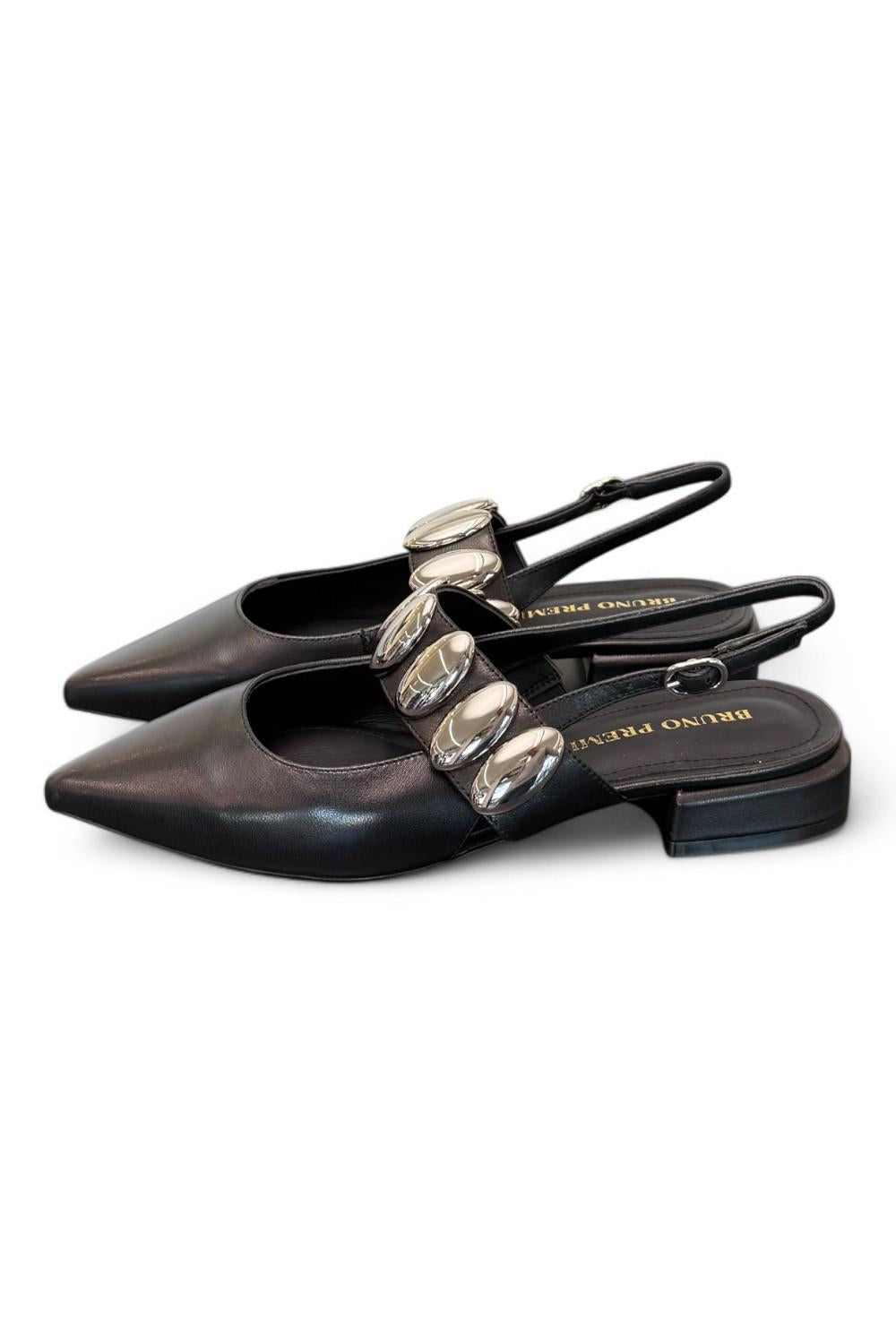 Slingback nera con accessorio Bruno Premi<BR/> 