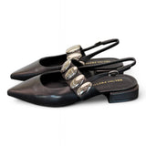 Slingback nera con accessorio Bruno Premi<BR/> 