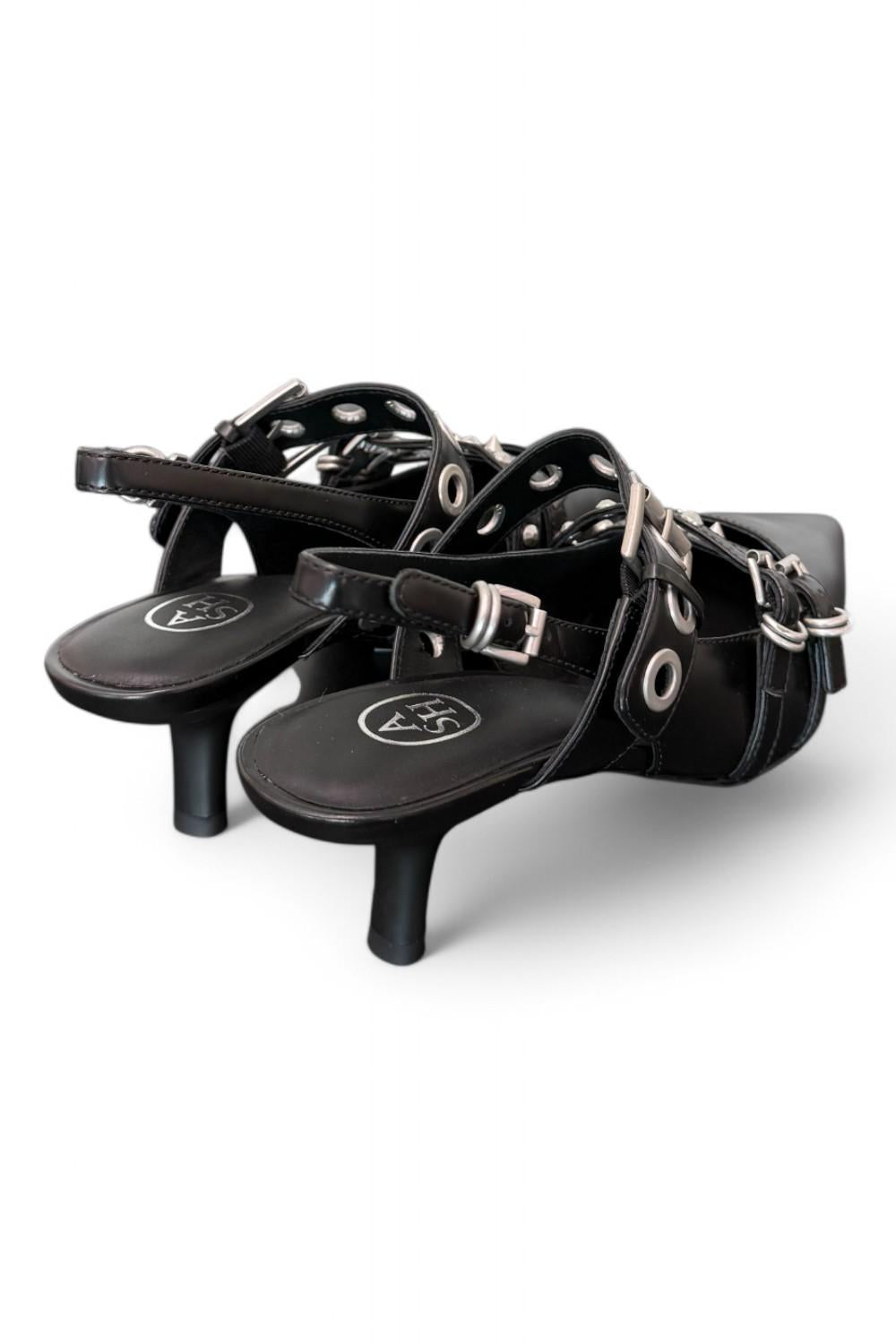 Slingback Ash Babel fibbie pelle nera 