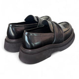 Scarpa mocassino spazzolato nero verde Bruno Premi 