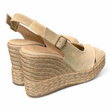 Sandalo zeppa fascia incrociata suede sabbia Palomitas<BR/> 