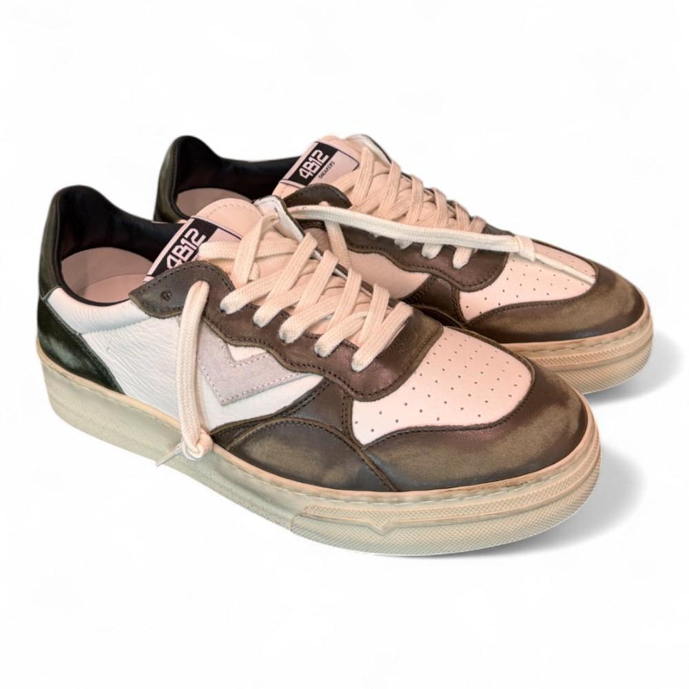 Sneaker uomo Hyper pelle bianca oliva 