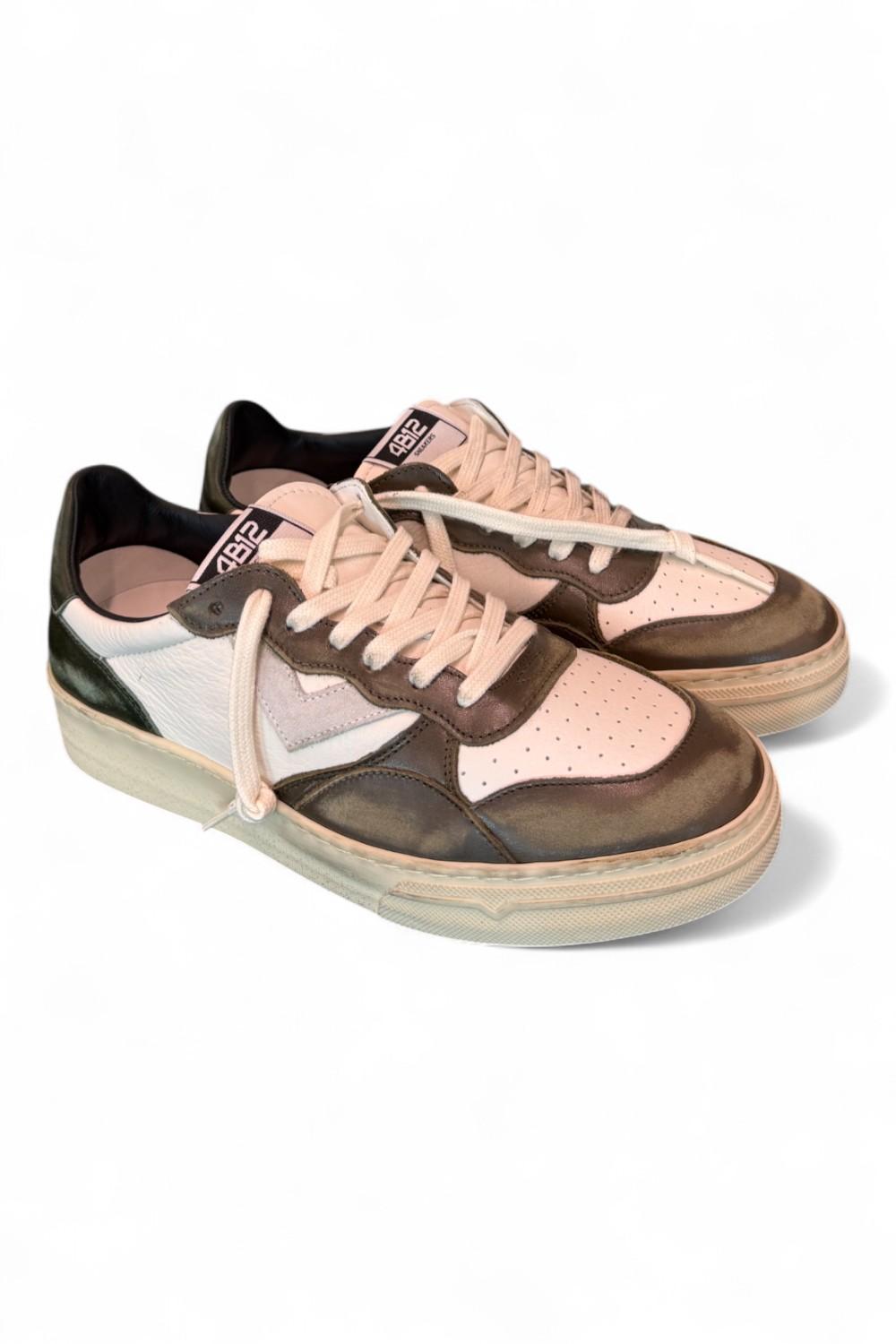 Sneaker uomo Hyper pelle bianca oliva 