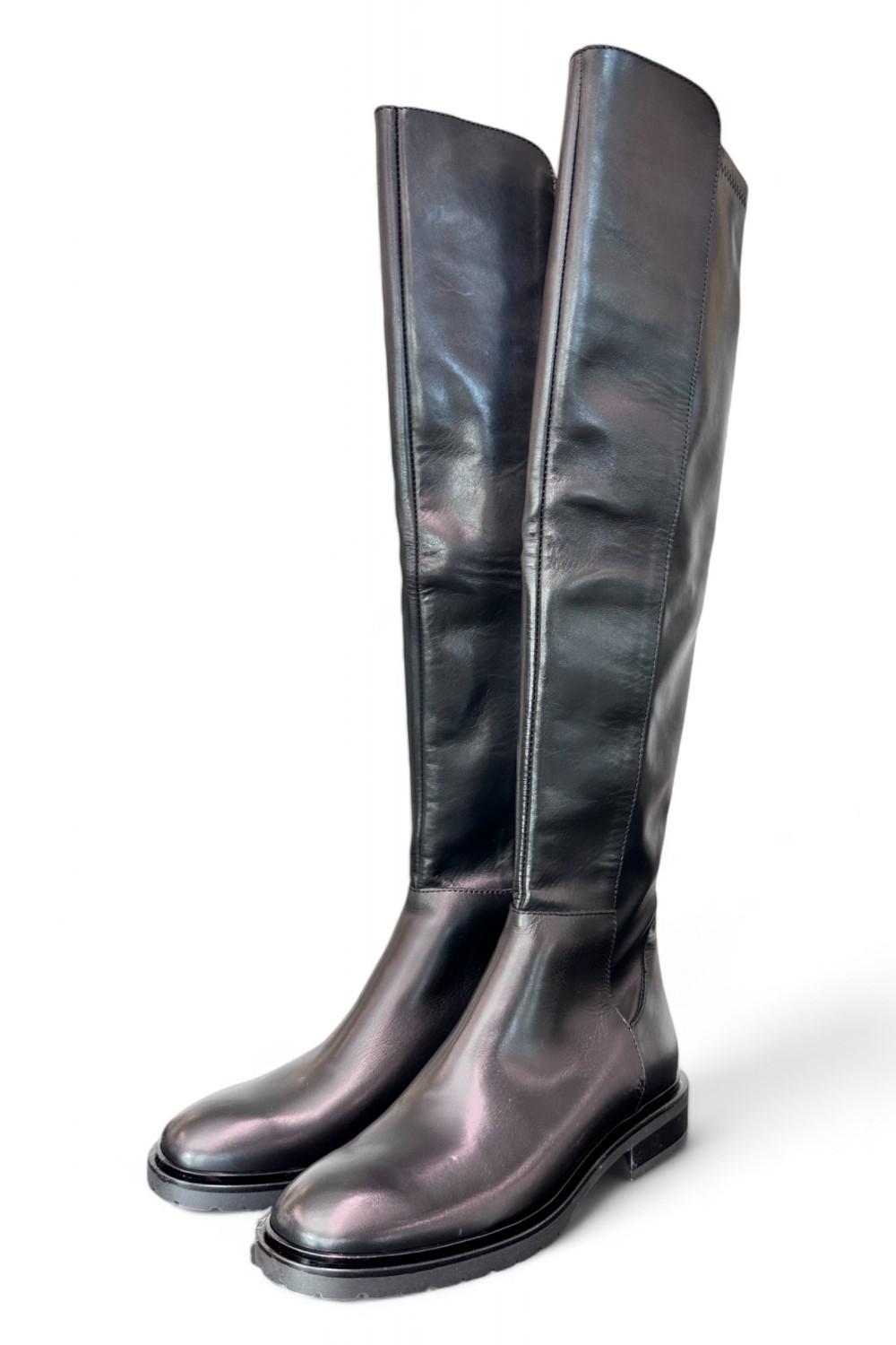 Stivale cuissard pelle nera Elisa Lanci<BR/> 