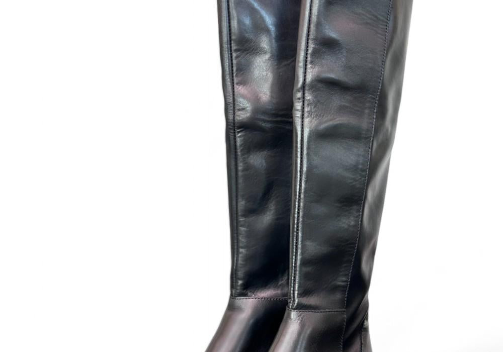 Stivale cuissard pelle nera Elisa Lanci<BR/> 