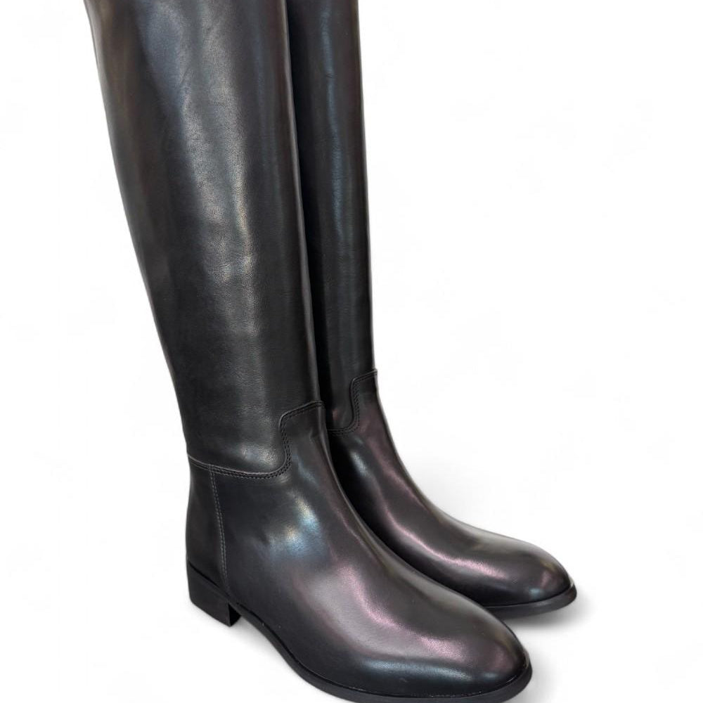Stivale cavallerizzo tubo pelle nera Anima <BR/> 