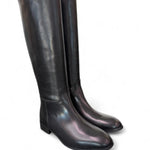 Stivale cavallerizzo tubo pelle nera Anima <BR/> 