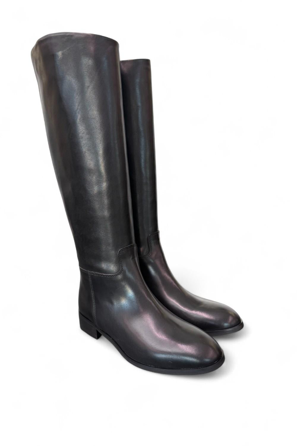 Stivale cavallerizzo tubo pelle nera Anima <BR/> 