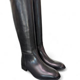 Stivale cavallerizzo tubo pelle nera Anima <BR/> 